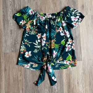 Verse Tropical Floral Tie-Front Blouse - Multicolor